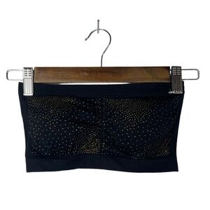 Boutique Black & Gold Rhinestone Strapless Seamless Bandeau S